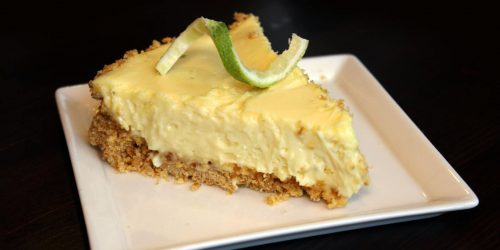 Photo of a slice of key lime pie