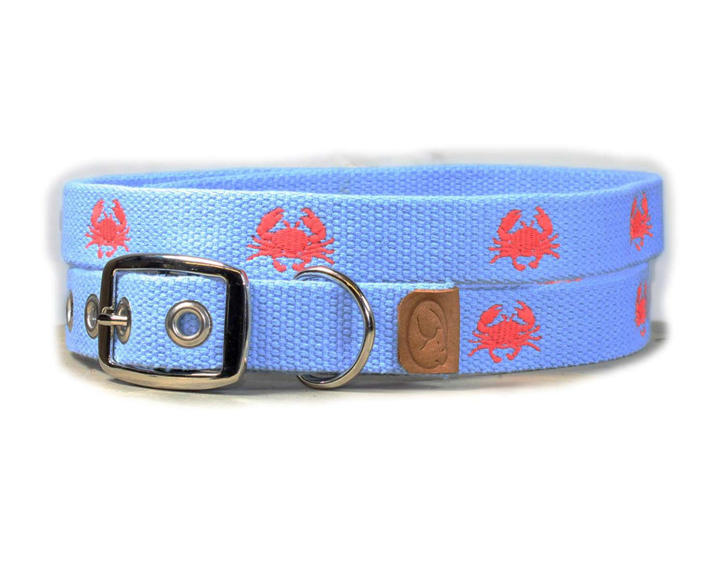 Embroidered Crabs Dog Collar