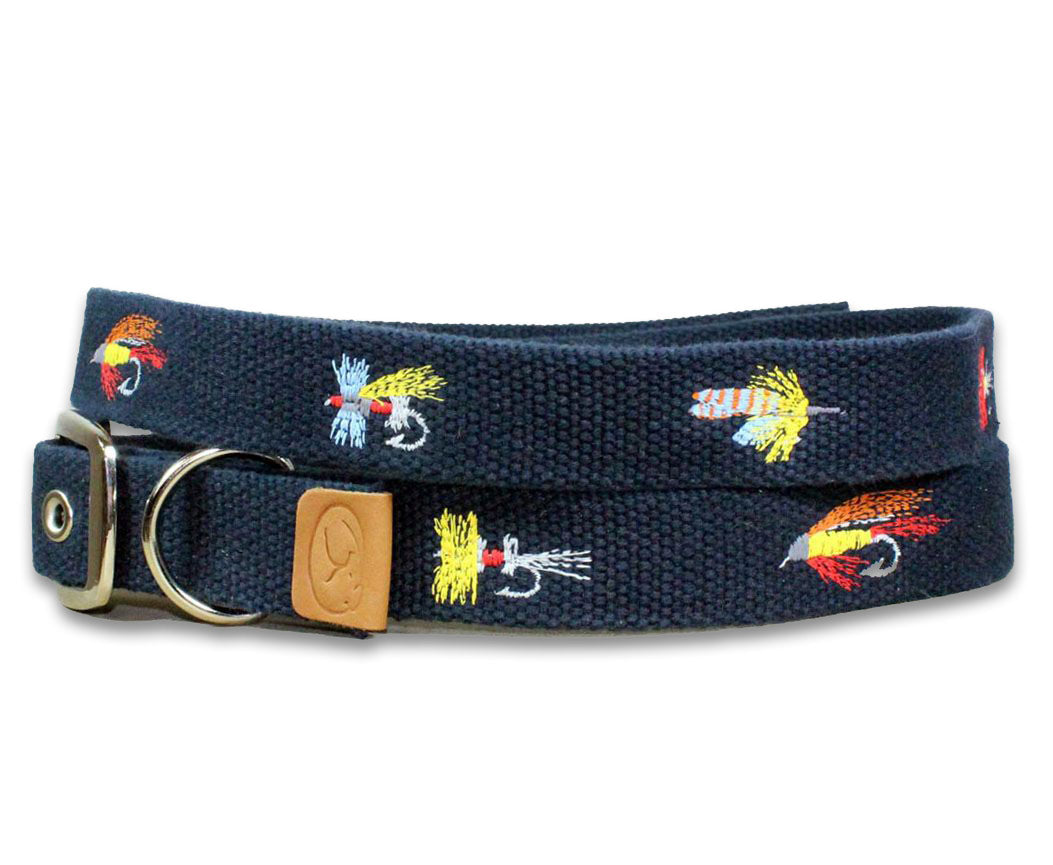 Fly Fishing Lures Embroidered Dog Collar