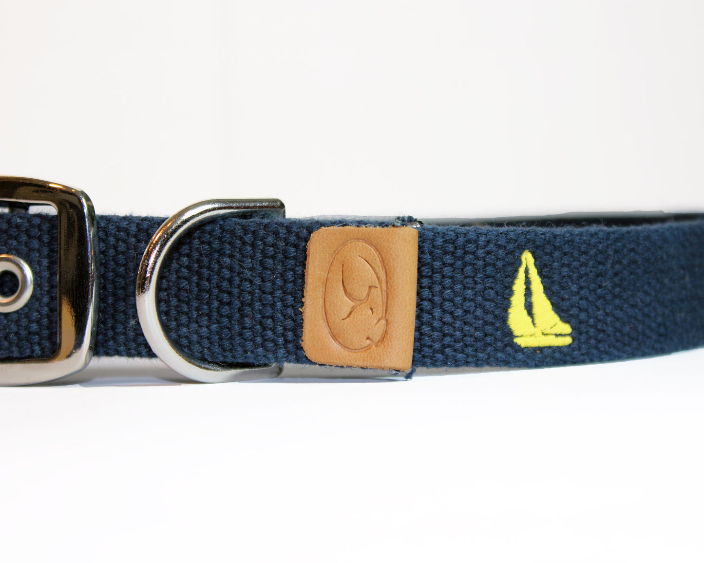 Embroidered Sailboats Dog Collar