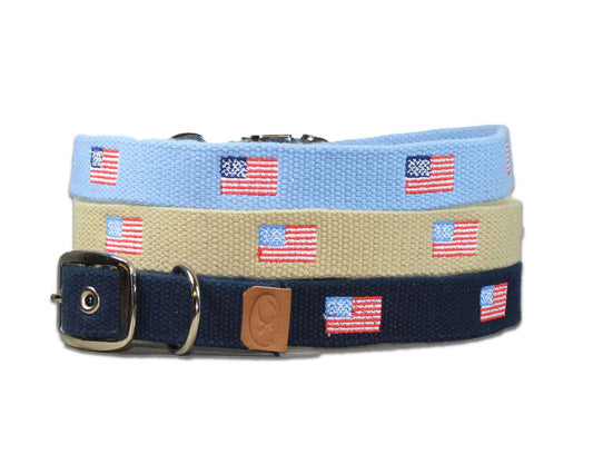 American Flag Embroidered Dog Collar