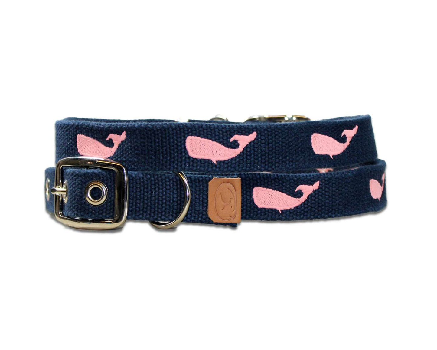 Embroidered Whales Dog Collar