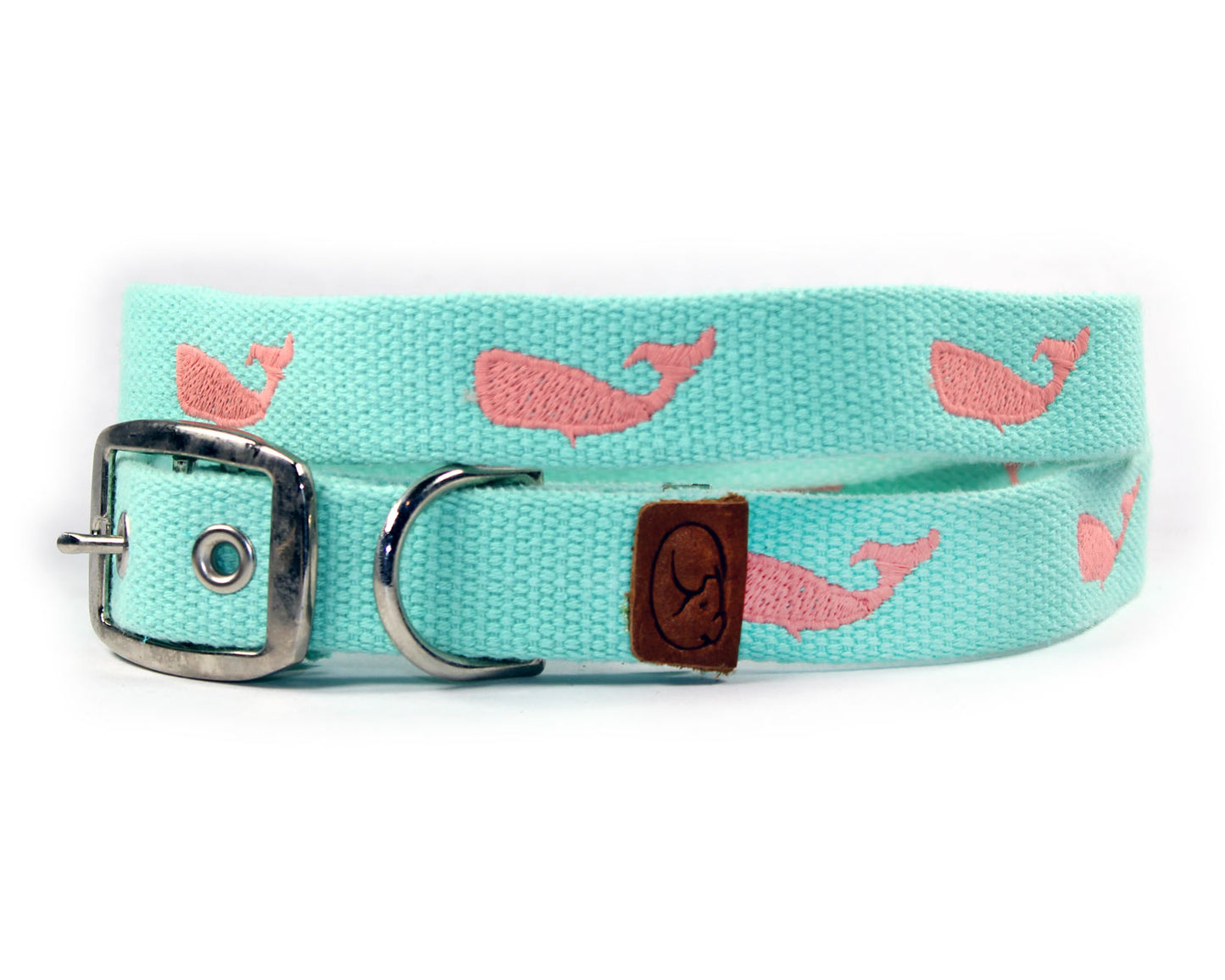 Embroidered Whales Dog Collar