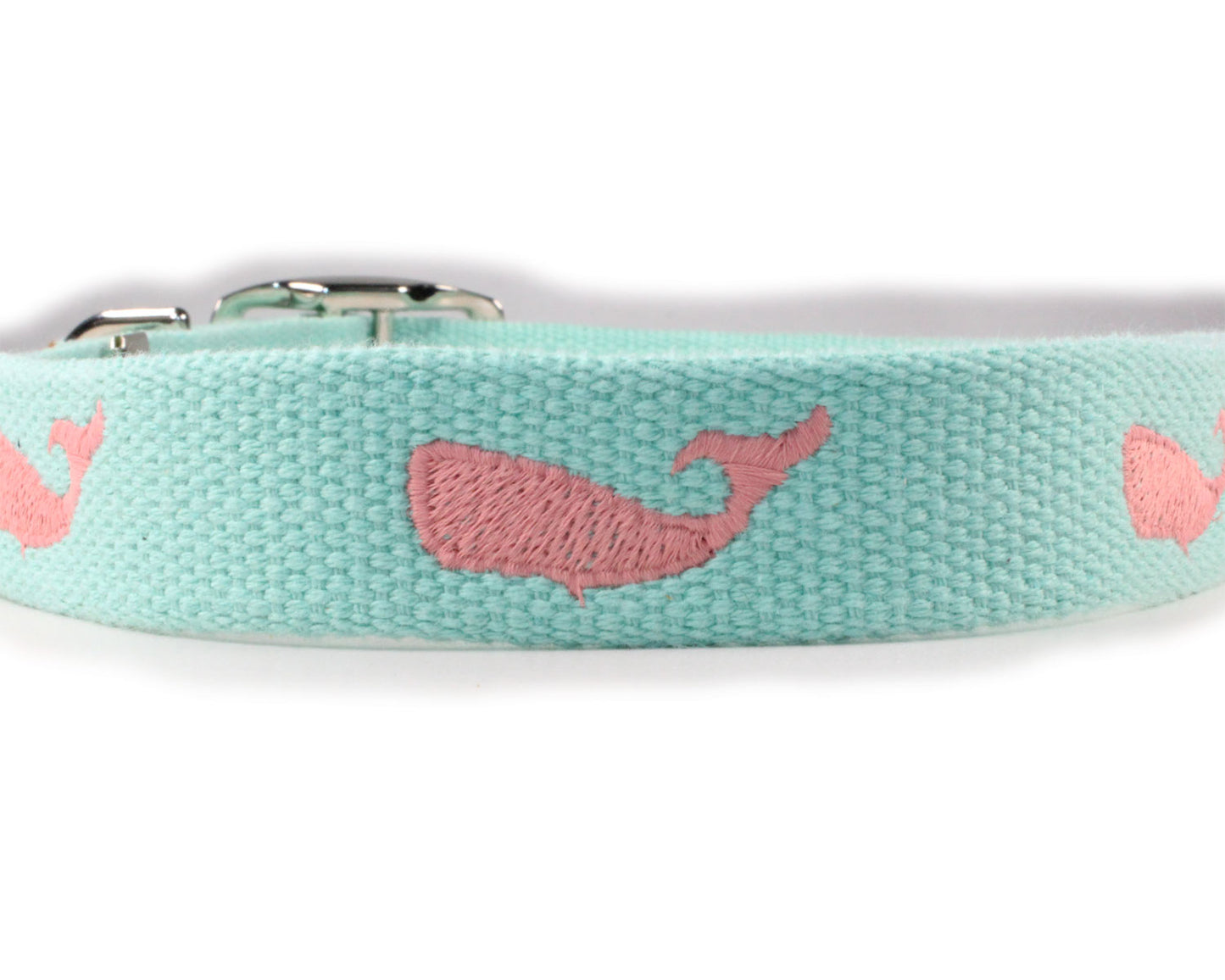 Embroidered Whales Dog Collar