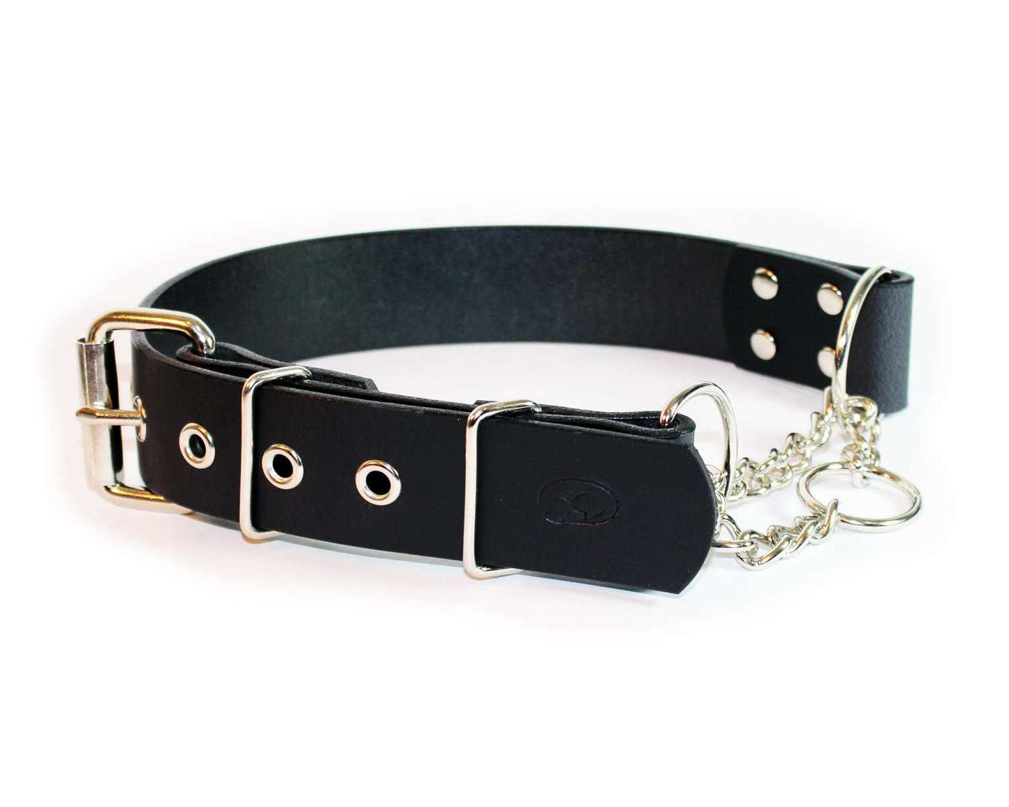 Big Dog Adjustable 1.5" Leather Martingale Chain Dog Collar