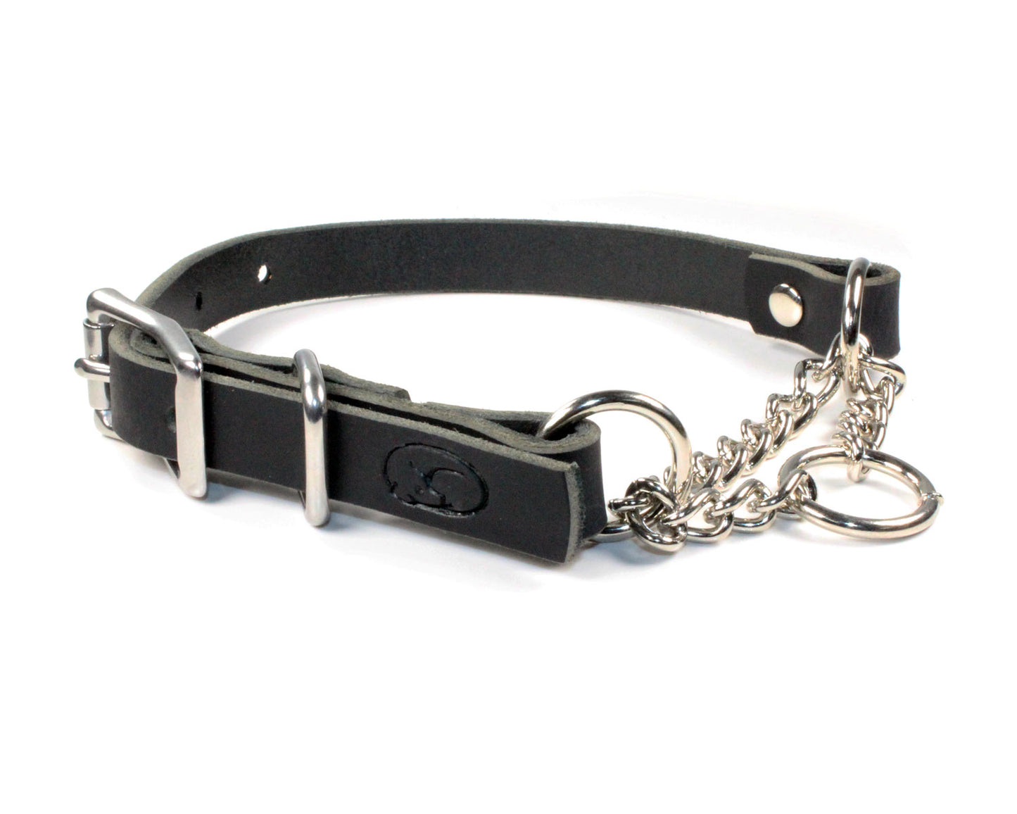 3/4" Small Dog Adjustable Leather Martingale Chain Dog Collar