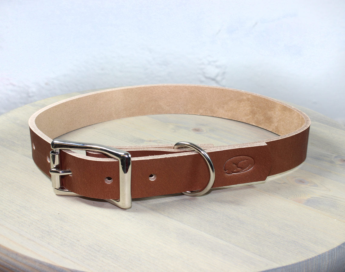 Light Brown Thick Leather Dog Collar