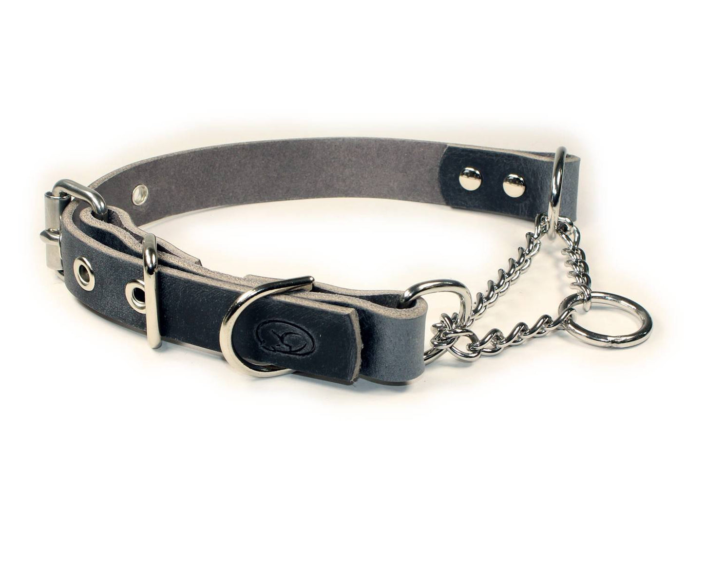 Adjustable Leather Martingale Chain Dog Collar