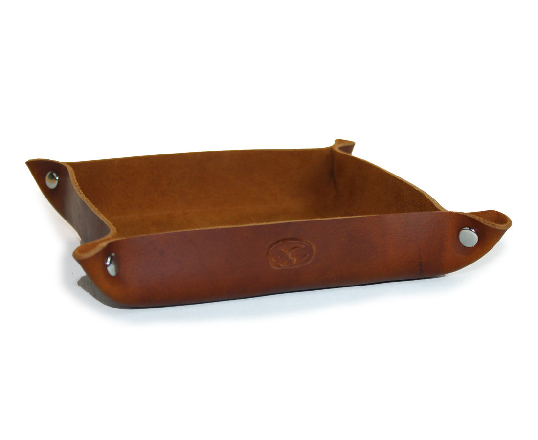 Saddle Brown Leather Valet Tray