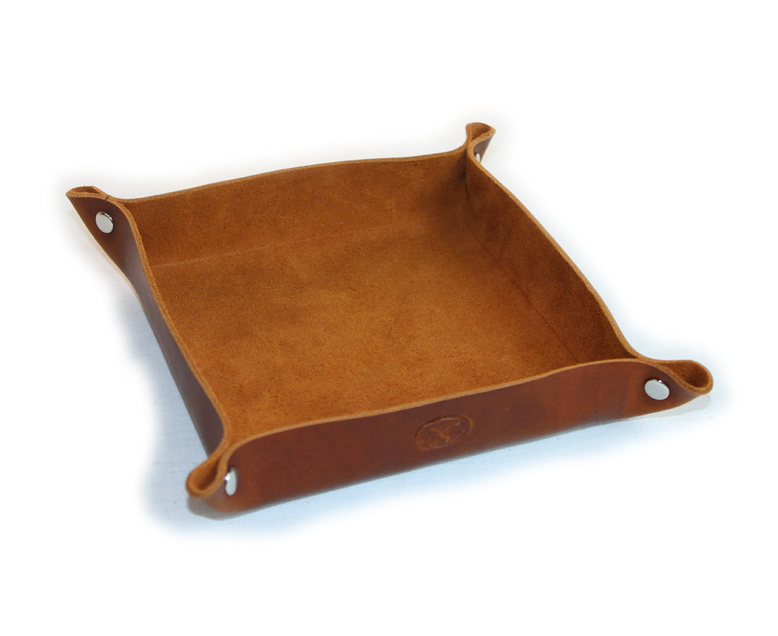 Saddle Brown Leather Valet Tray