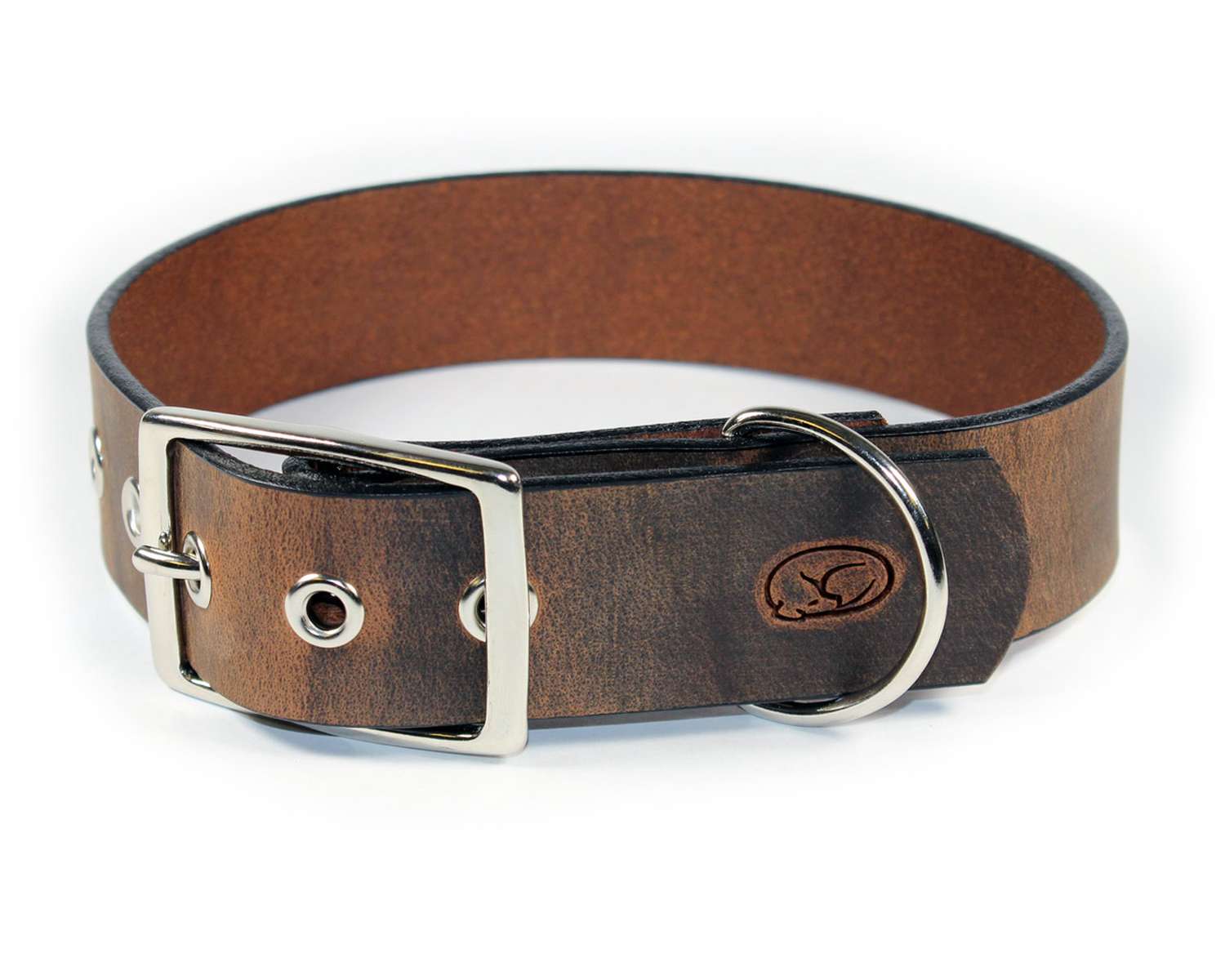 Leather Pet Collar, Brown Leather Collar, Large Collar