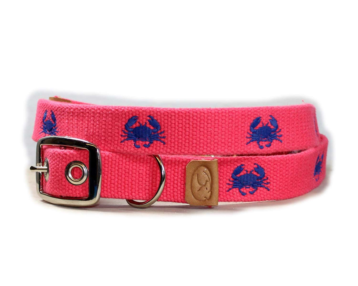 Embroidered Crabs Dog Collar