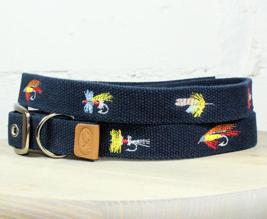 Fly Fishing Lures Embroidered Dog Collar