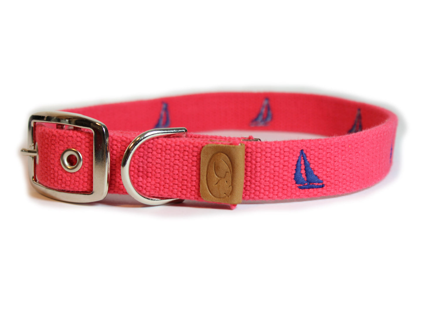 Embroidered Sailboats Dog Collar