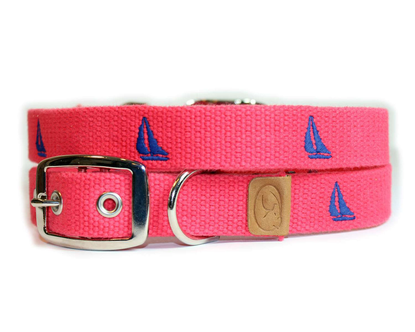 Embroidered Sailboats Dog Collar