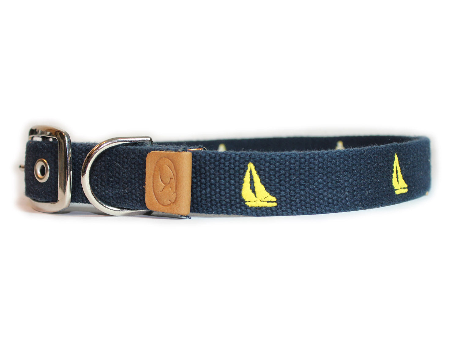 Embroidered Sailboats Dog Collar