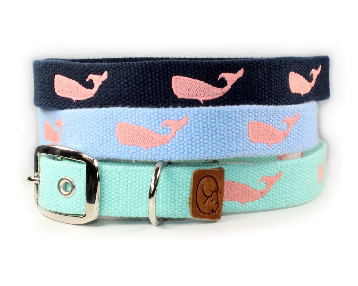 Embroidered Whales Dog Collar