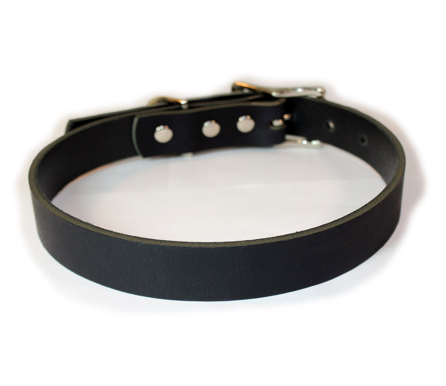 Black Thick Leather Dog Collar