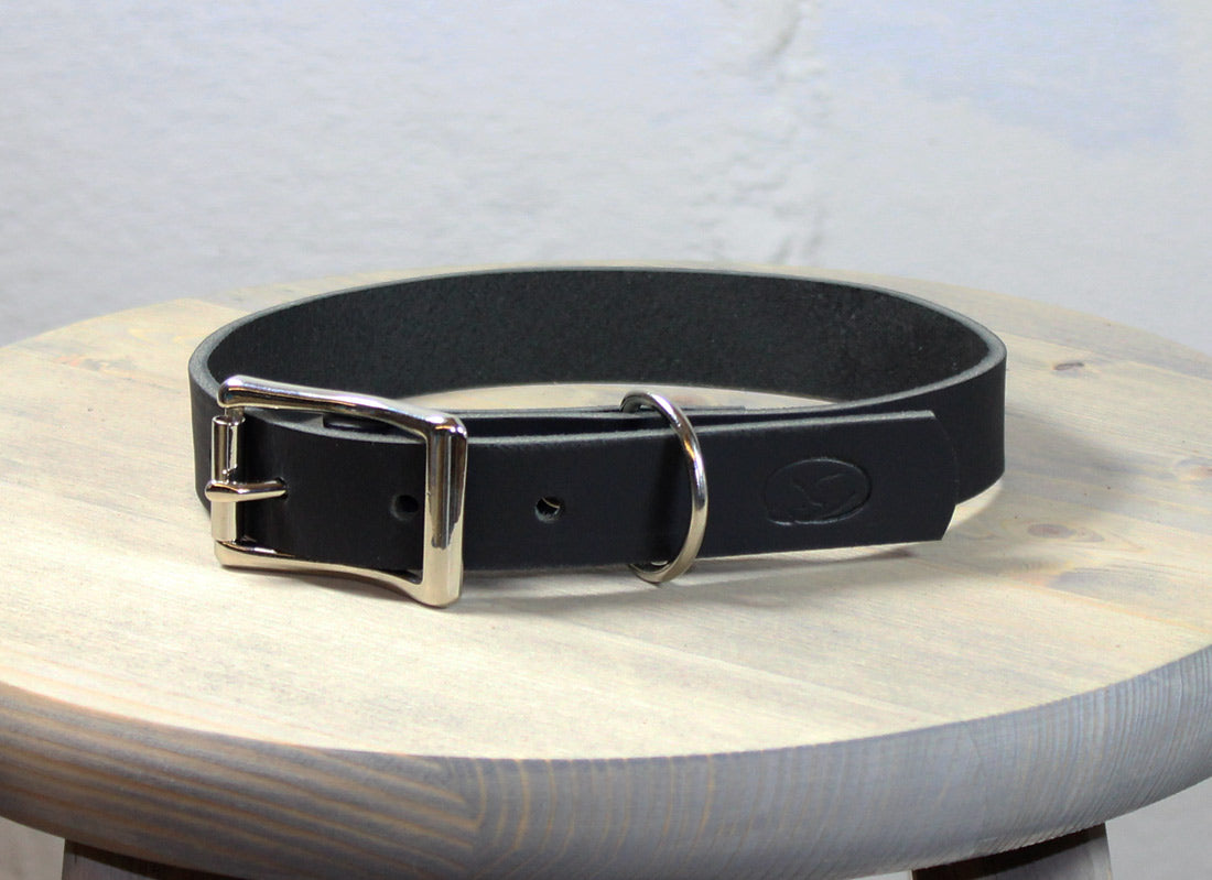 Black Thick Leather Dog Collar