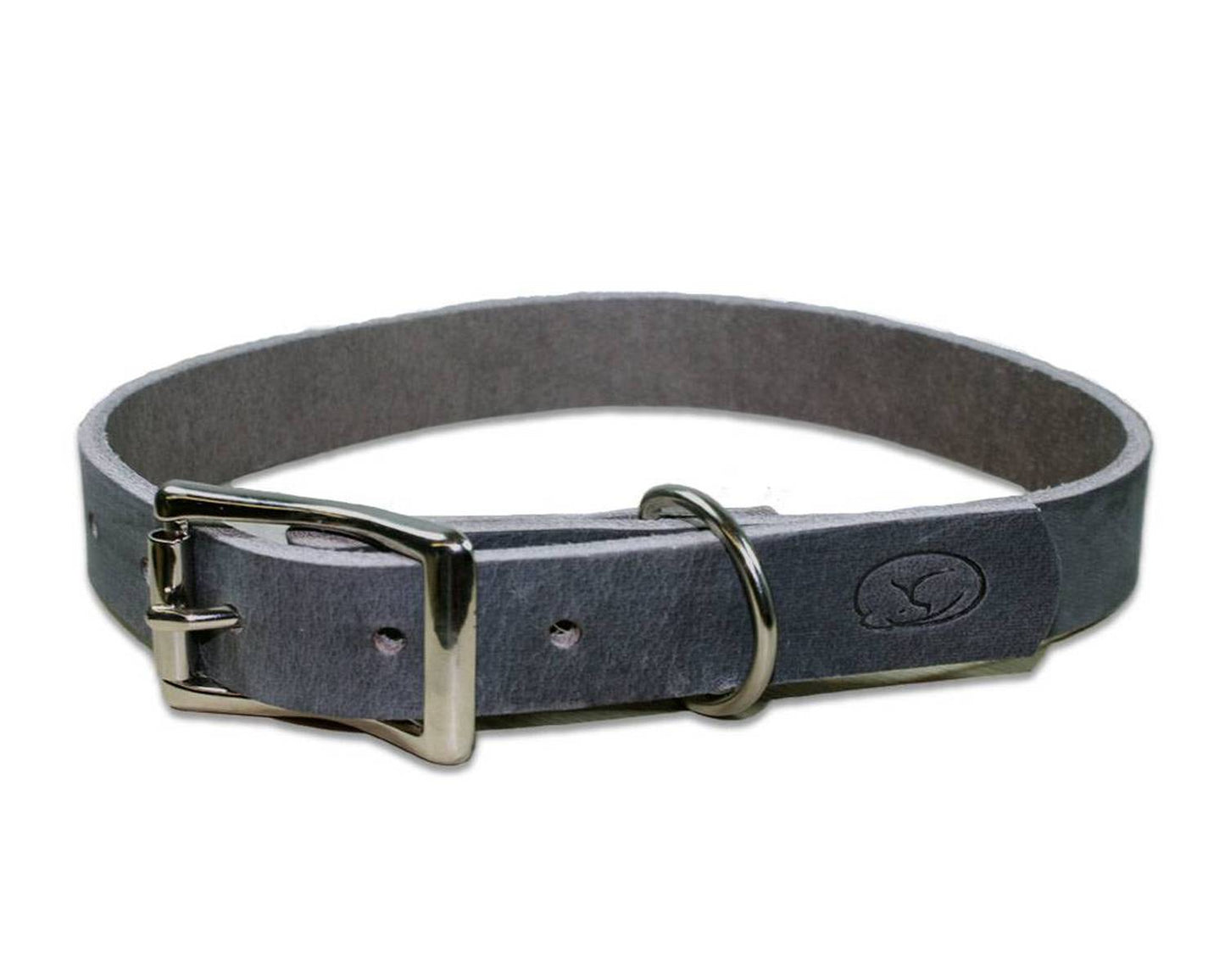 Gray Thick Leather Dog Collar
