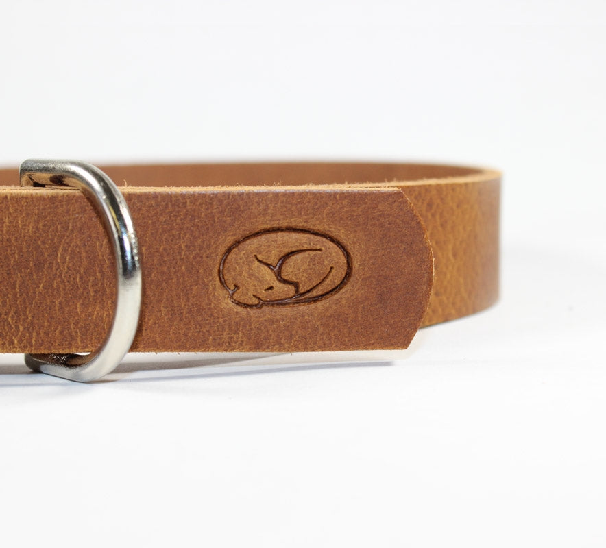 Light Brown Thick Leather Dog Collar