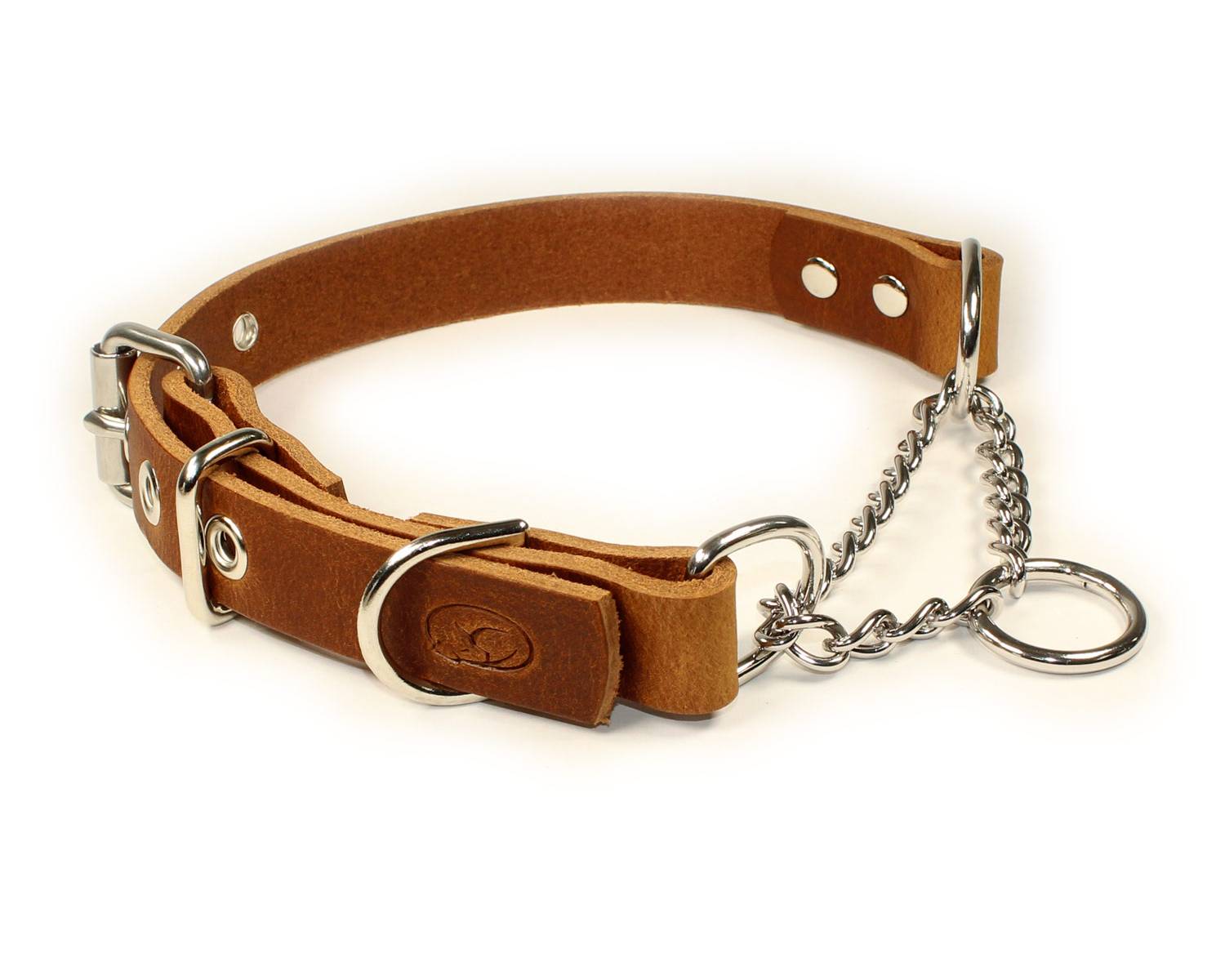 Adjustable Leather Martingale Chain Dog Collar