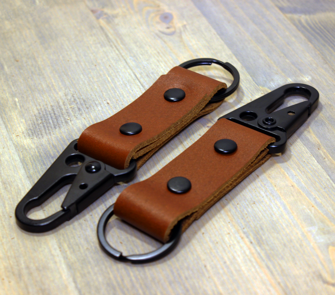 Leather HK Clip Keychain Fob