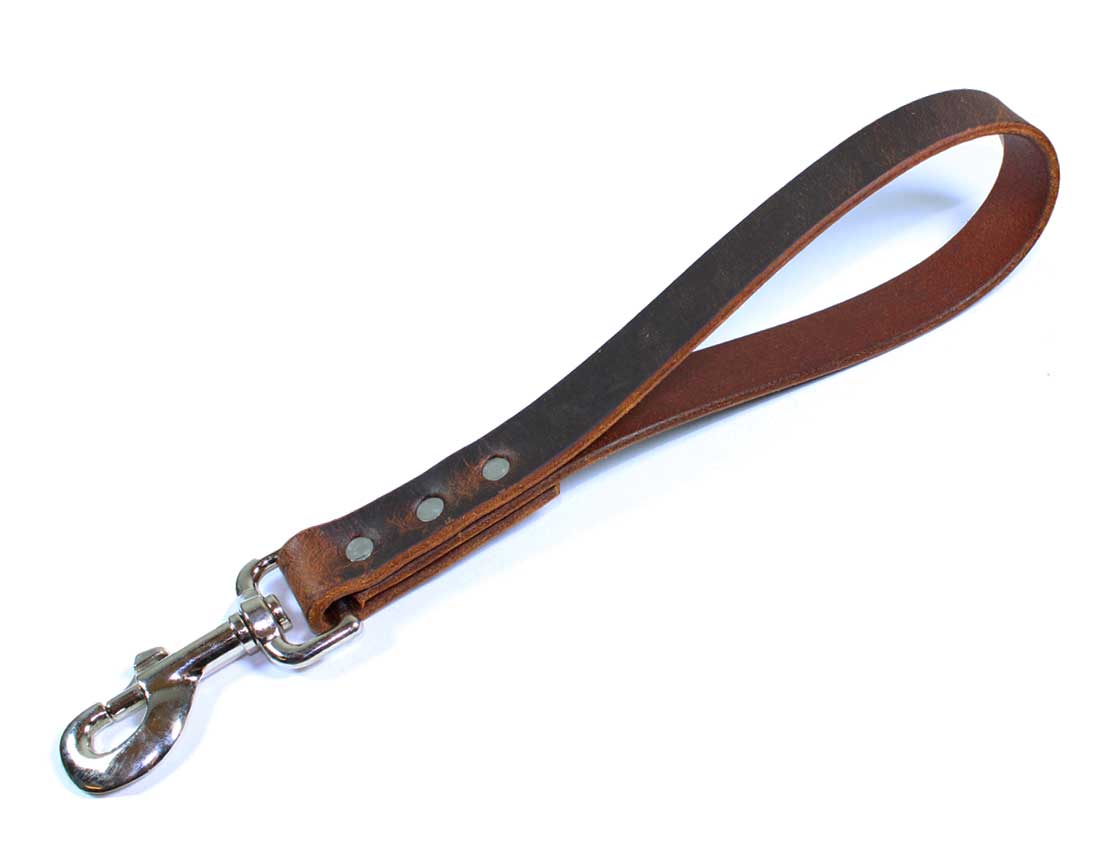 1' Thick Leather Traffic & Control Dog Leash