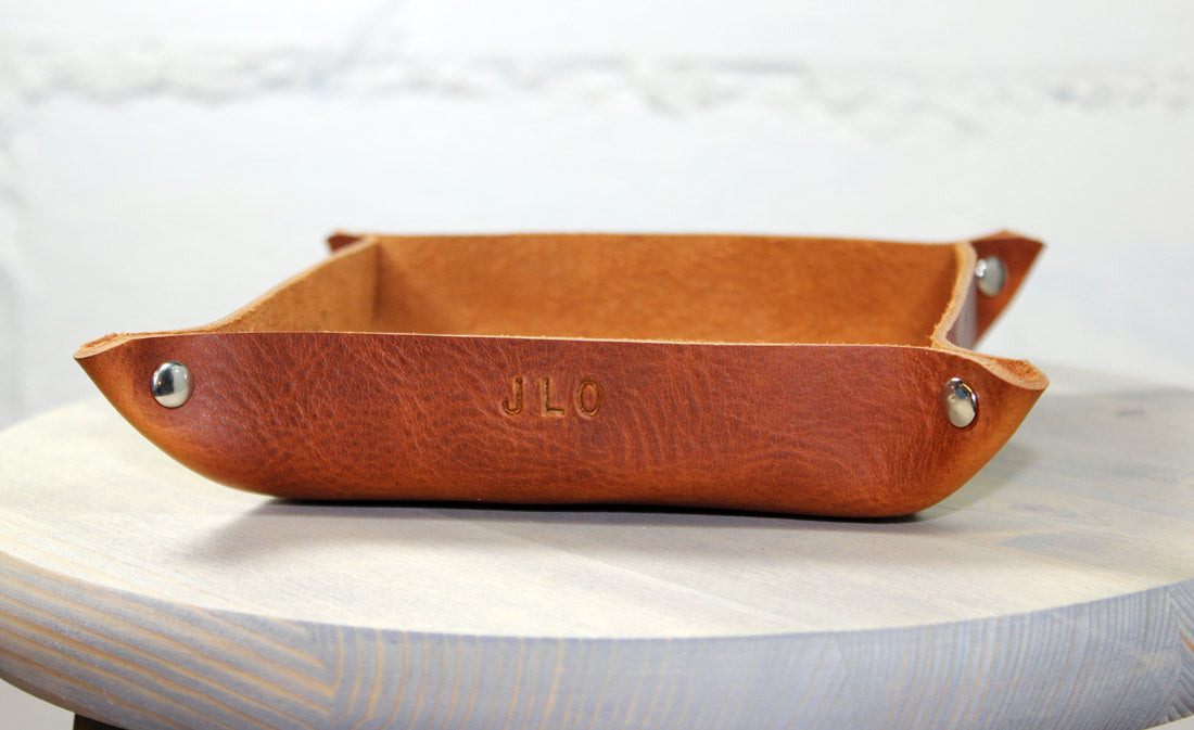 Saddle Brown Leather Valet Tray