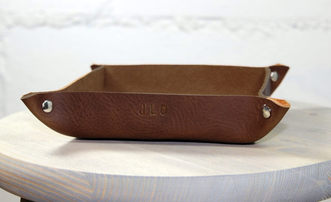 Saddle Brown Leather Valet Tray